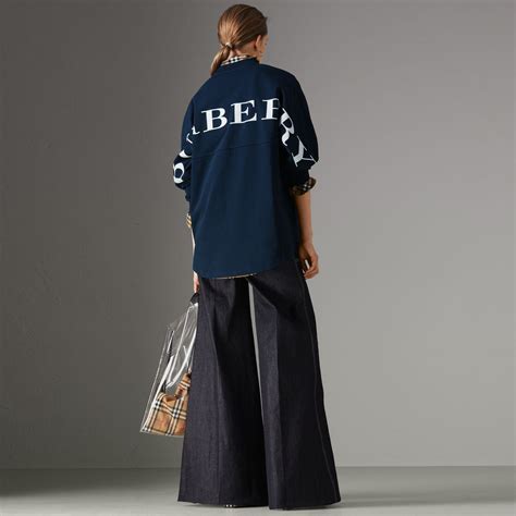 logo print cotton oversized top burberry